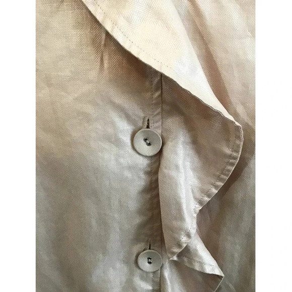 Chico's Womens size 1 US 8 M Soft Pink Button Down Ruffle Linen Jacket - Picture 4 of 6